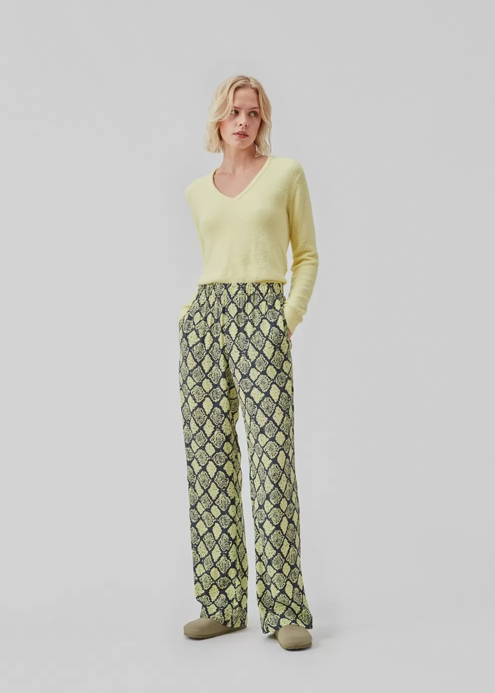 Sale Modström Camilamd Print Pants Yellow Snake