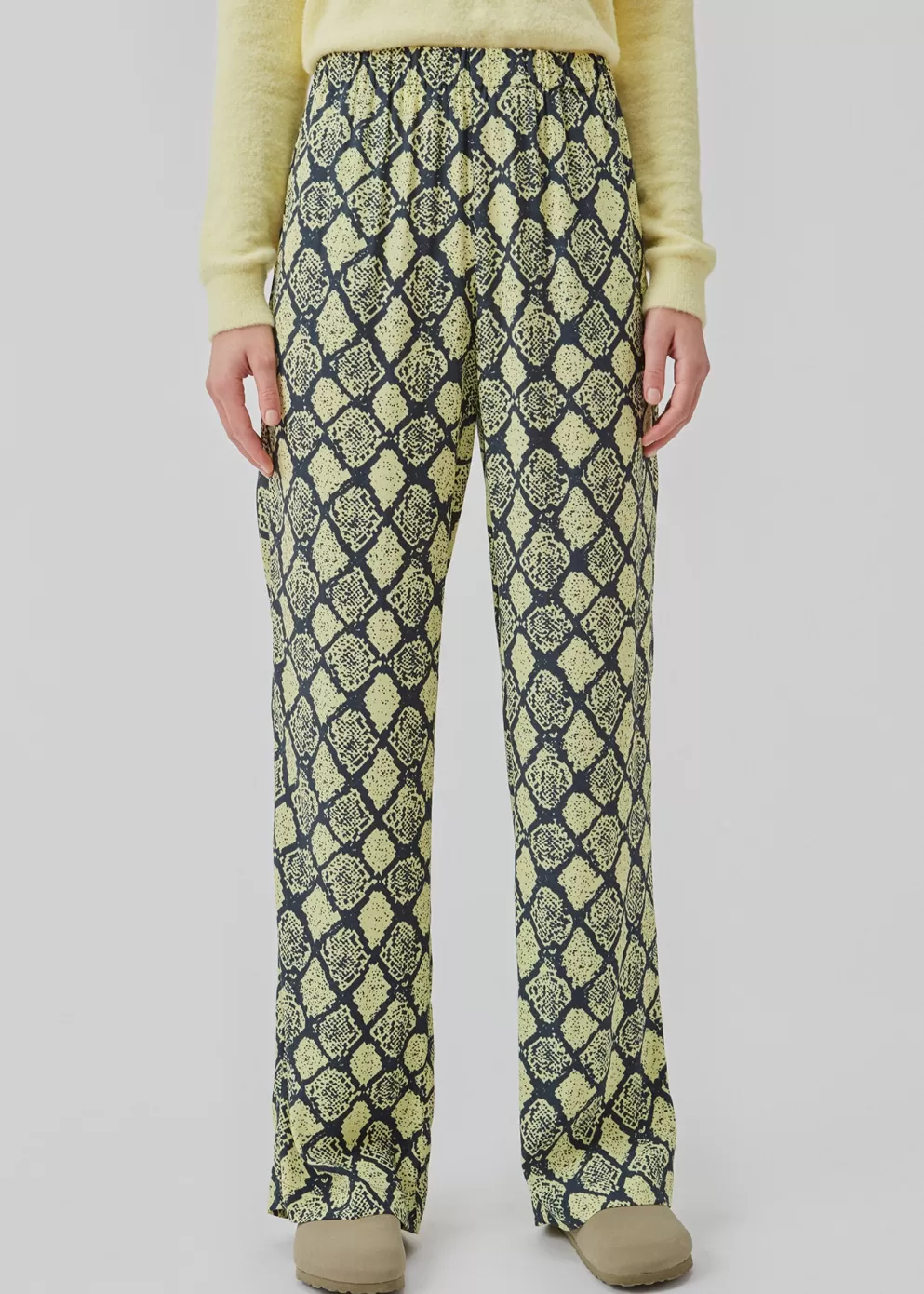 Sale Modström Camilamd Print Pants Yellow Snake