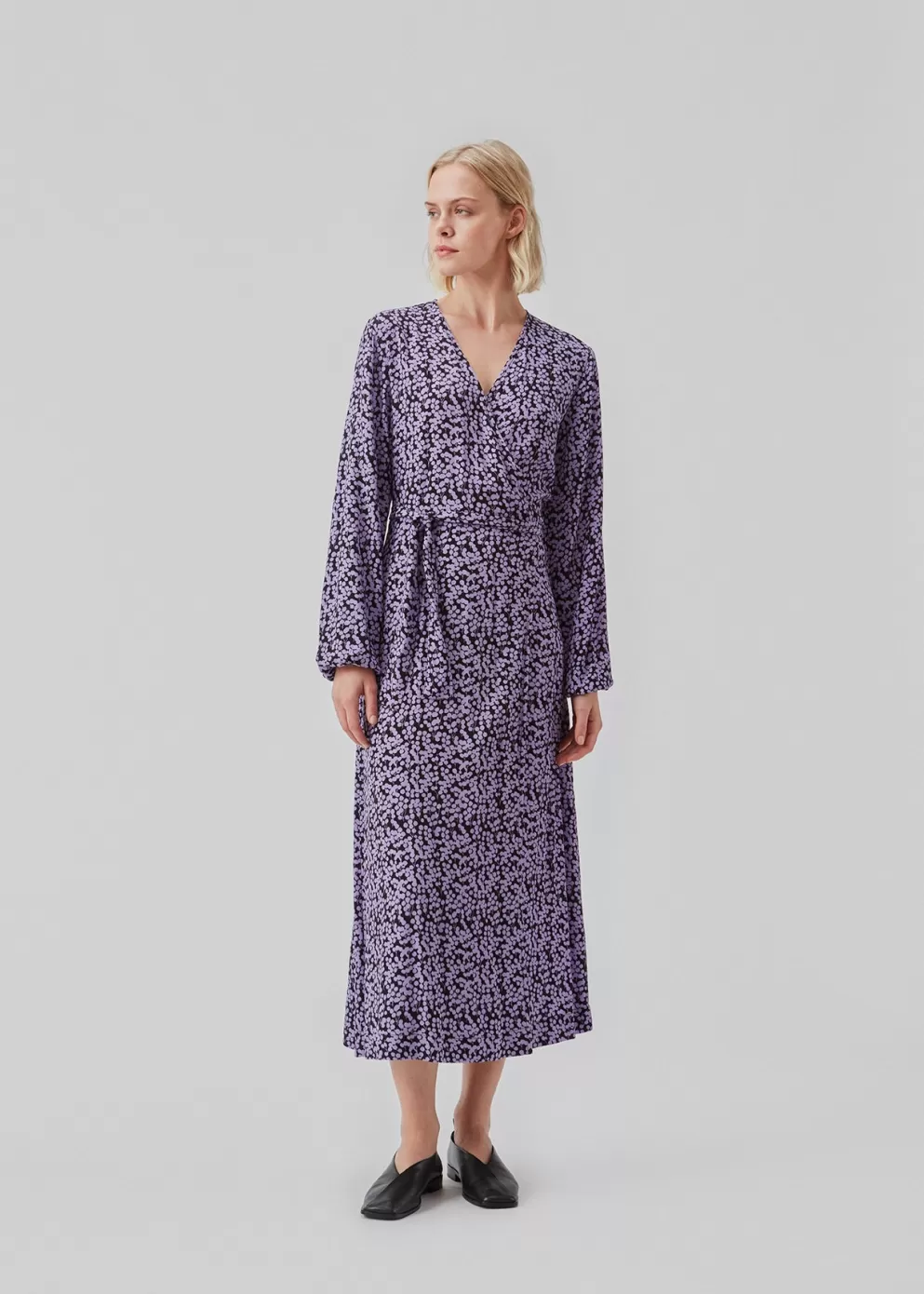 Online Modström Cheslimd Print Wrap Dress Purple Flower Buds