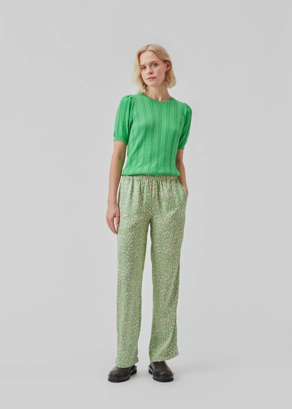 Sale Modström Clarkemd Print Pants Classic Green Smiley