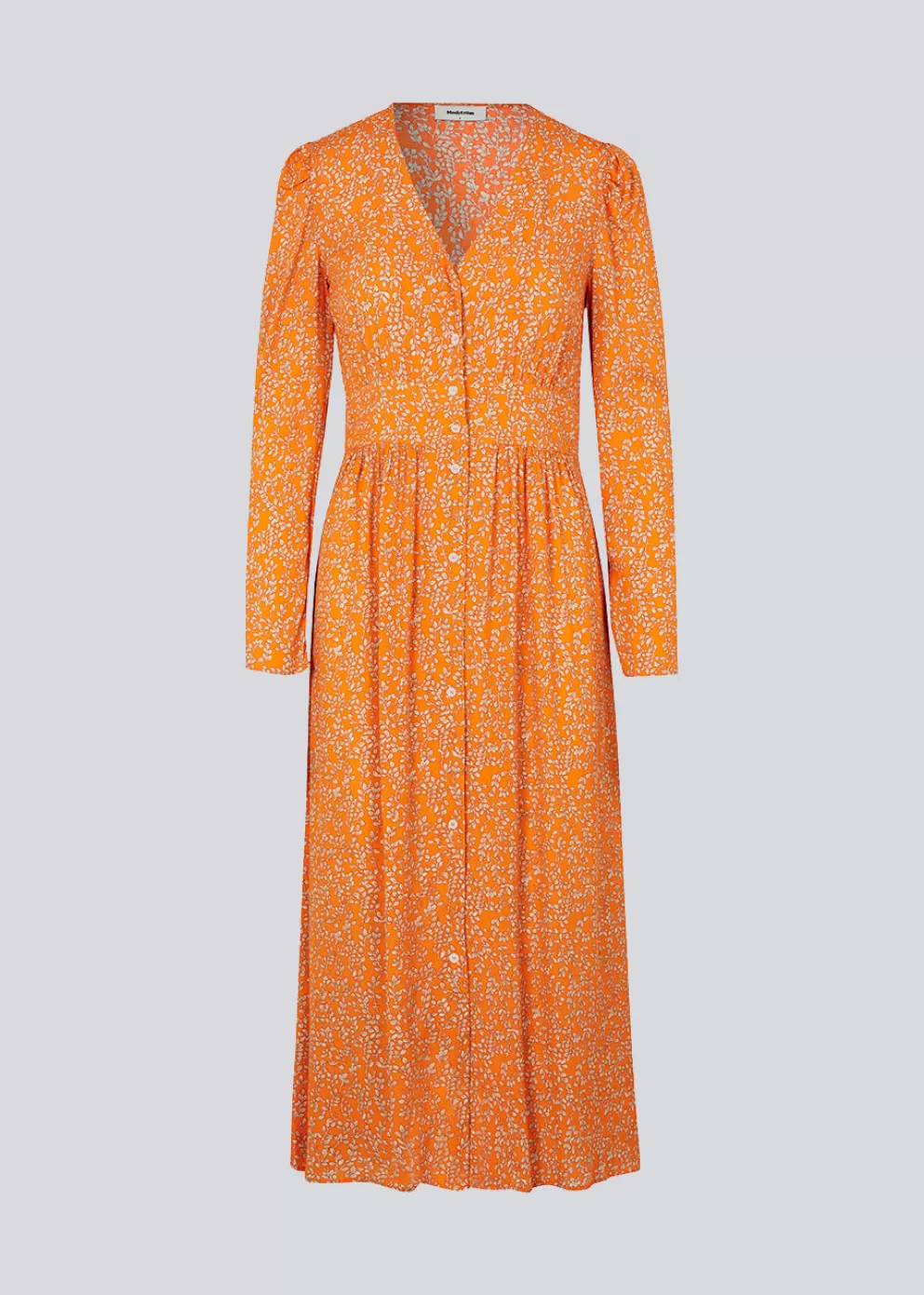 Online Modström Corinnamd Print Dress Vibrant Orange Flower Leaf