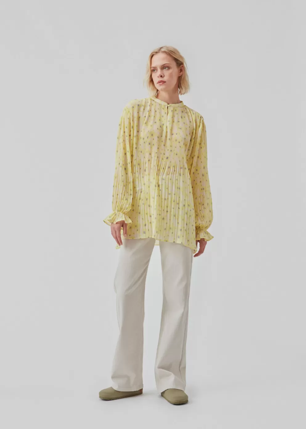 Shop Modström Cruzmd Print Shirt Aqua Yellow Flower