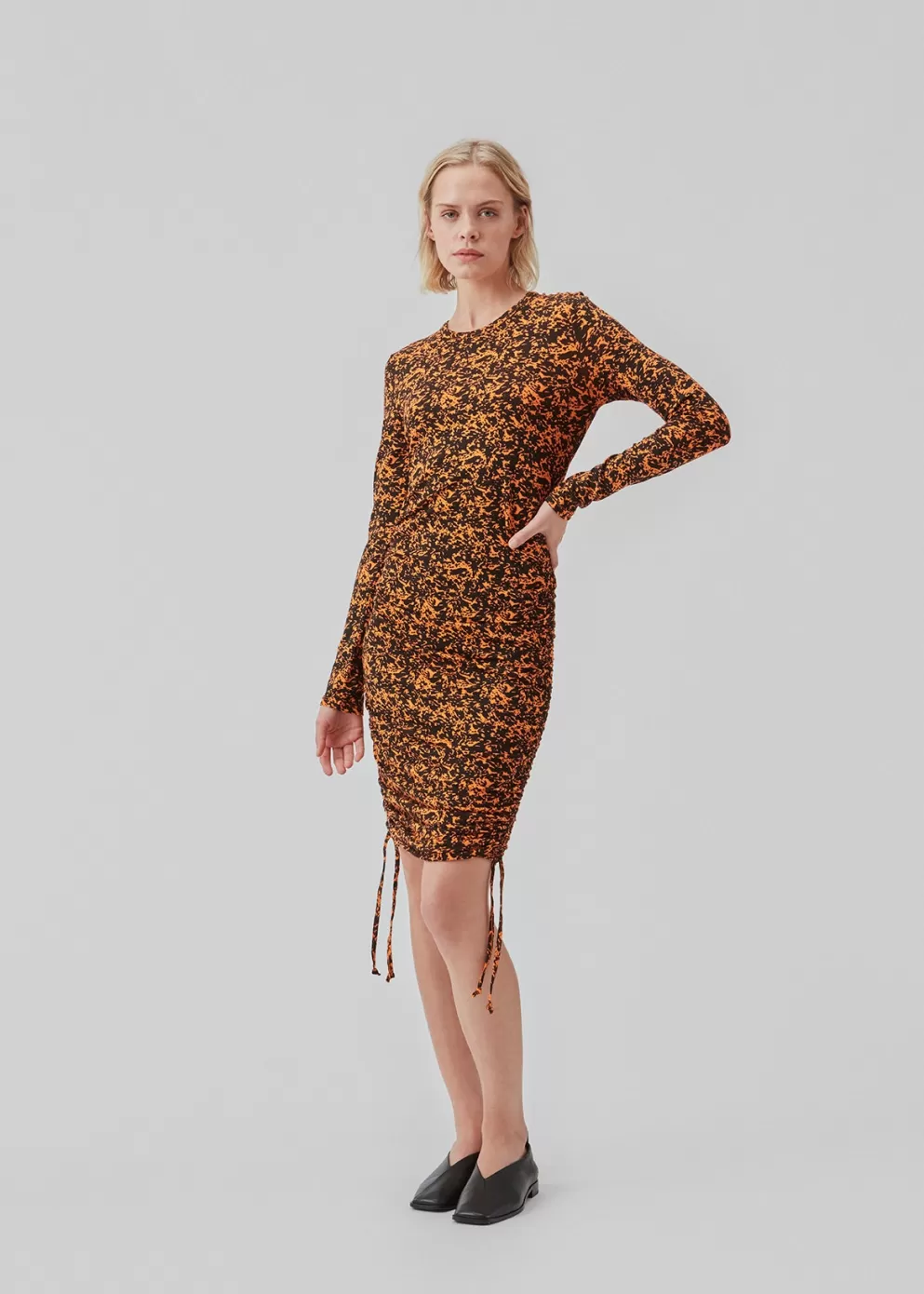 Hot Modström Curtismd Print Dress Vibrant Orange Splash