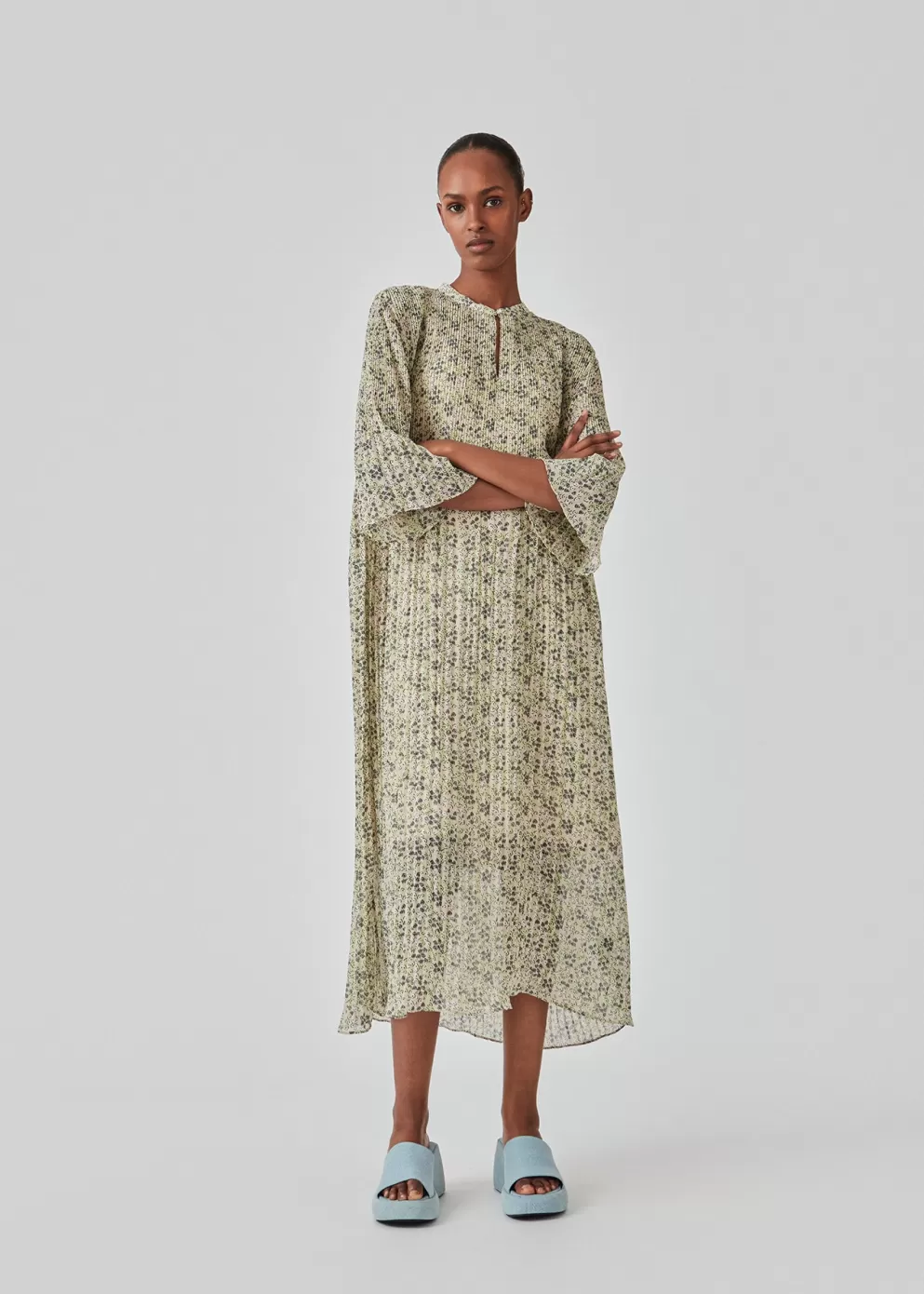 Shop Modström Denalimd Print Dress Bobble Bloom Jade