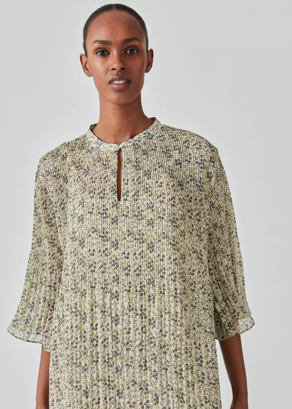 Shop Modström Denalimd Print Dress Bobble Bloom Jade