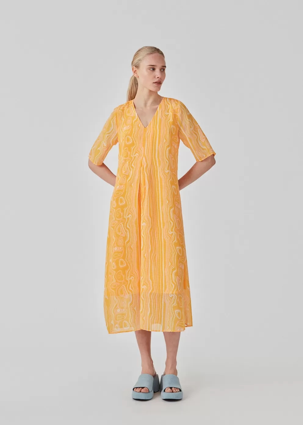 Clearance Modström Dontemd Long Print Dress Peachy Swirl