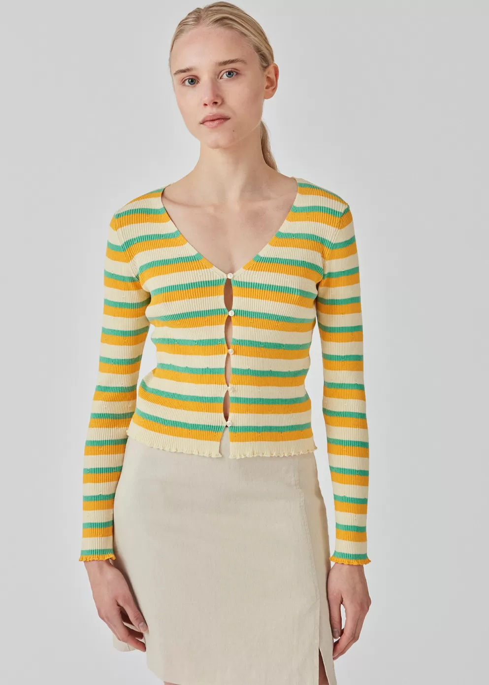 Cheap Modström Dorismd Cardigan Jade Gold Stripe