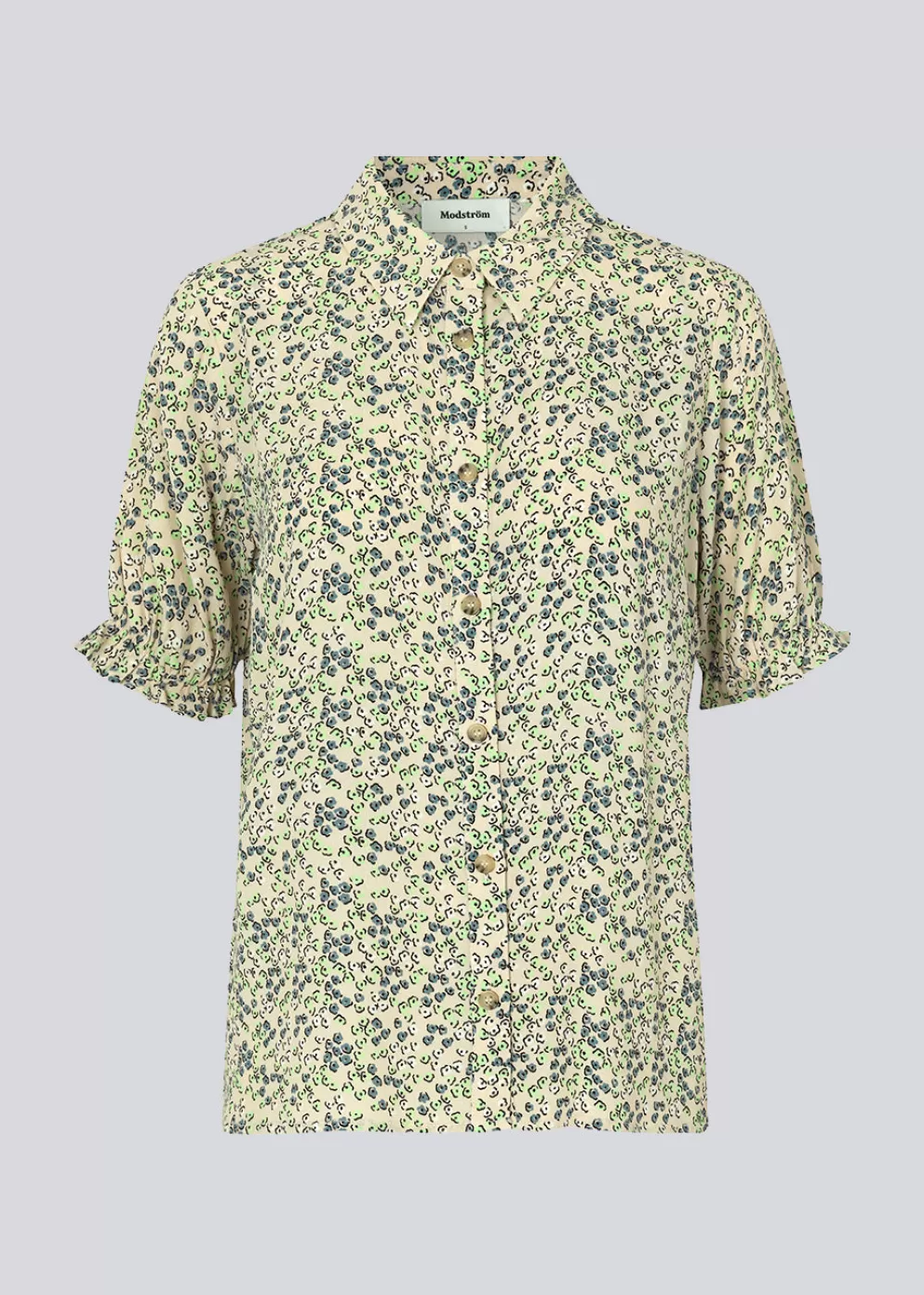 New Modström Ravenmd Print Shirt Bobble Bloom Jade