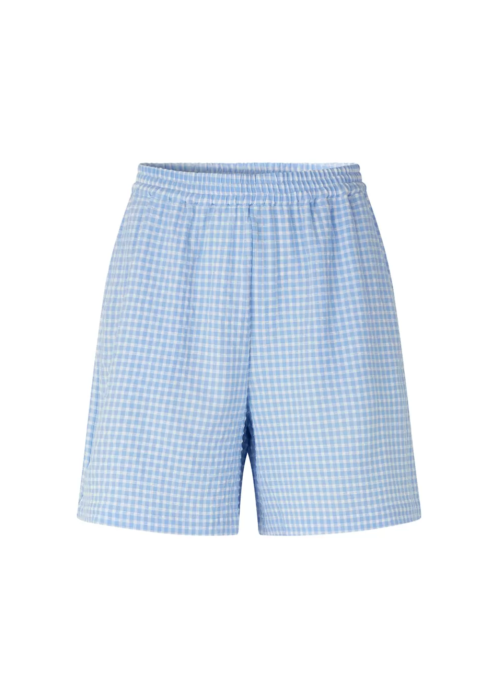 Shop Modström Rimmemd Shorts Light Blue Check