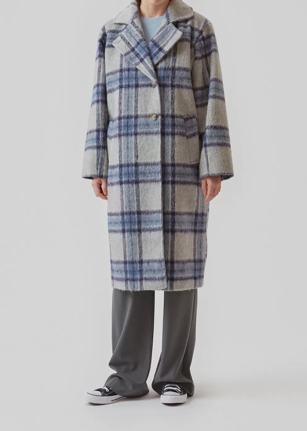 Online Modström Salliemd Check Coat Blue Pearl Check