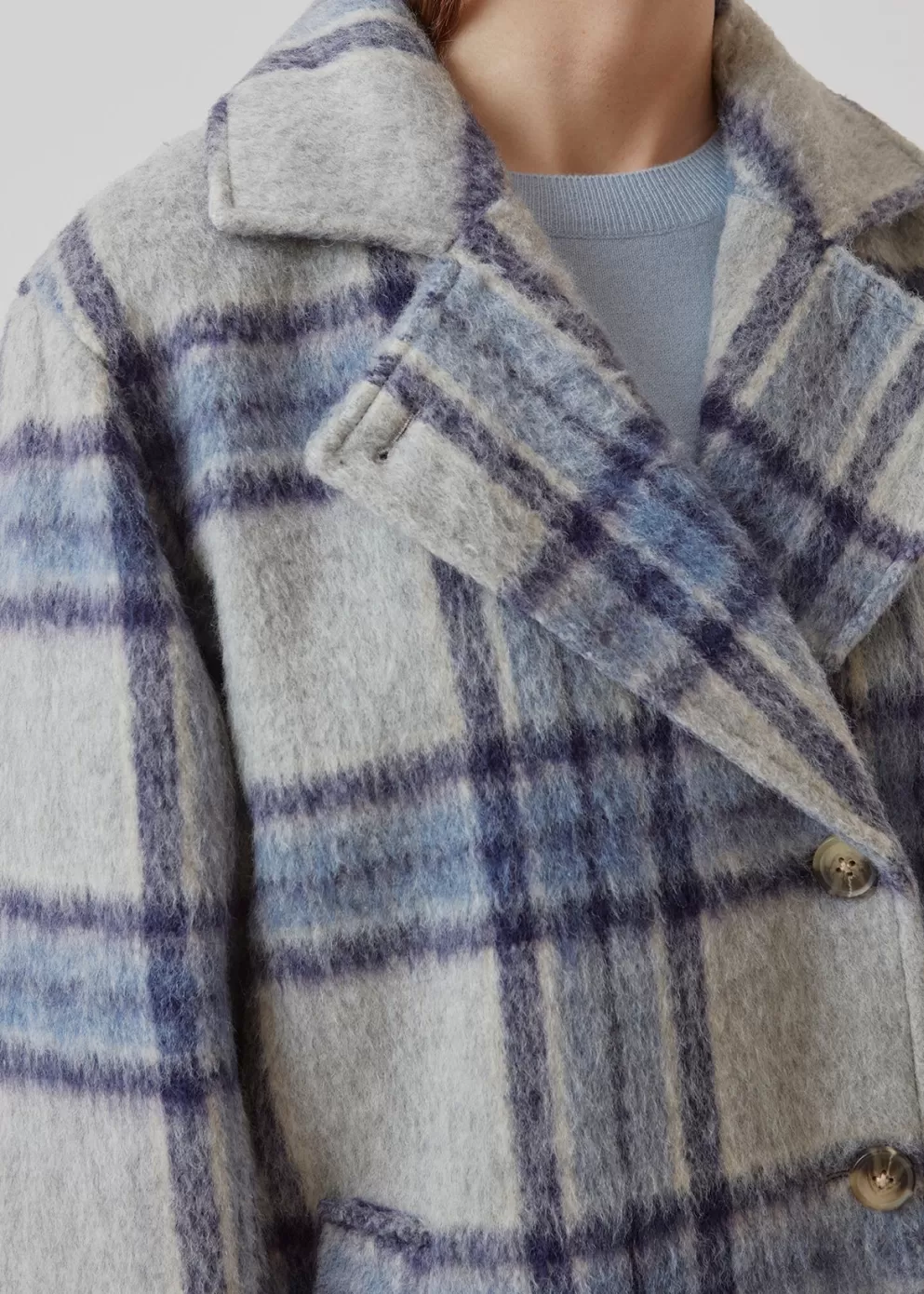 Online Modström Salliemd Check Coat Blue Pearl Check