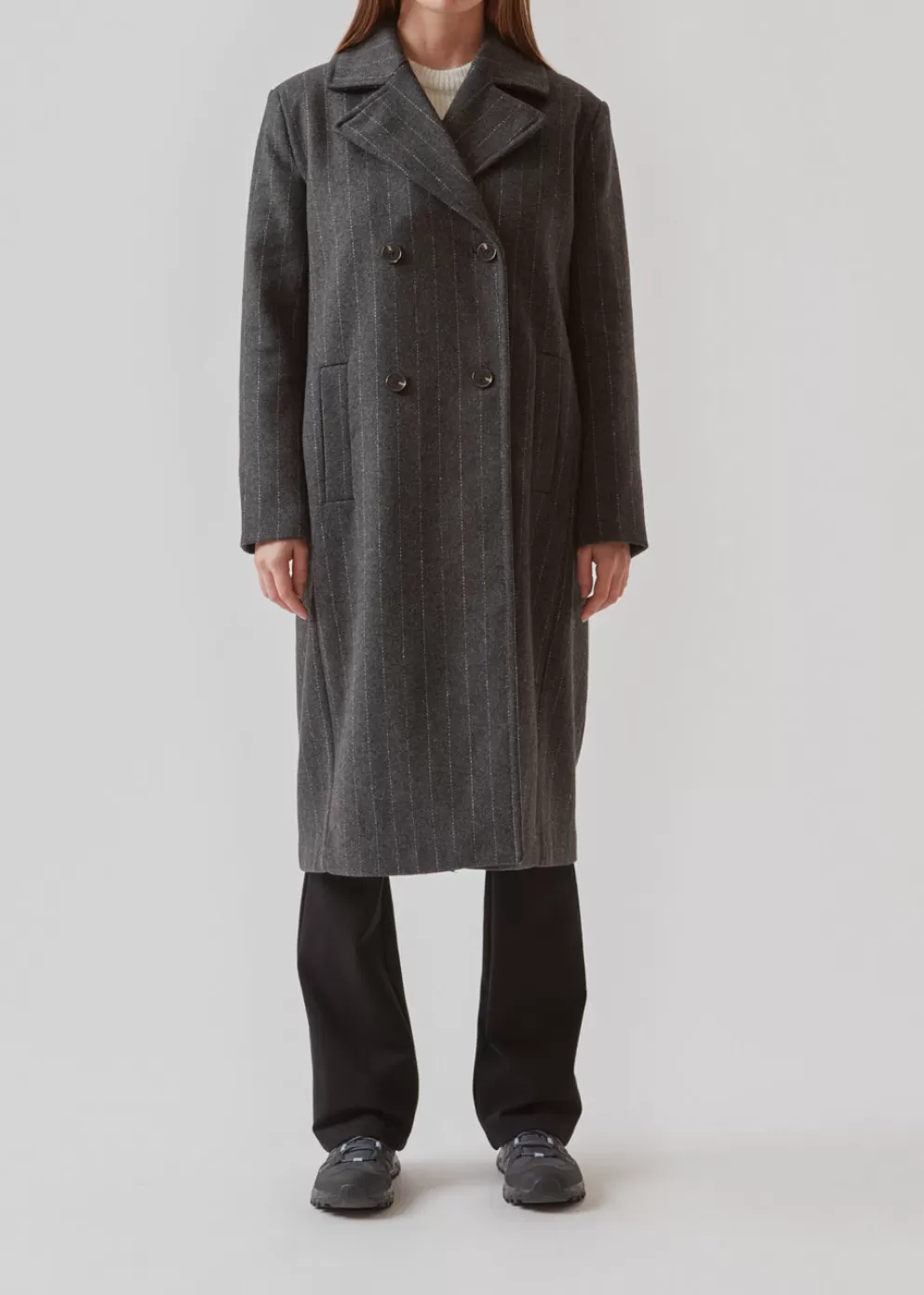 Best Sale Modström Stinnamd Coat Dark Grey Pinstripe