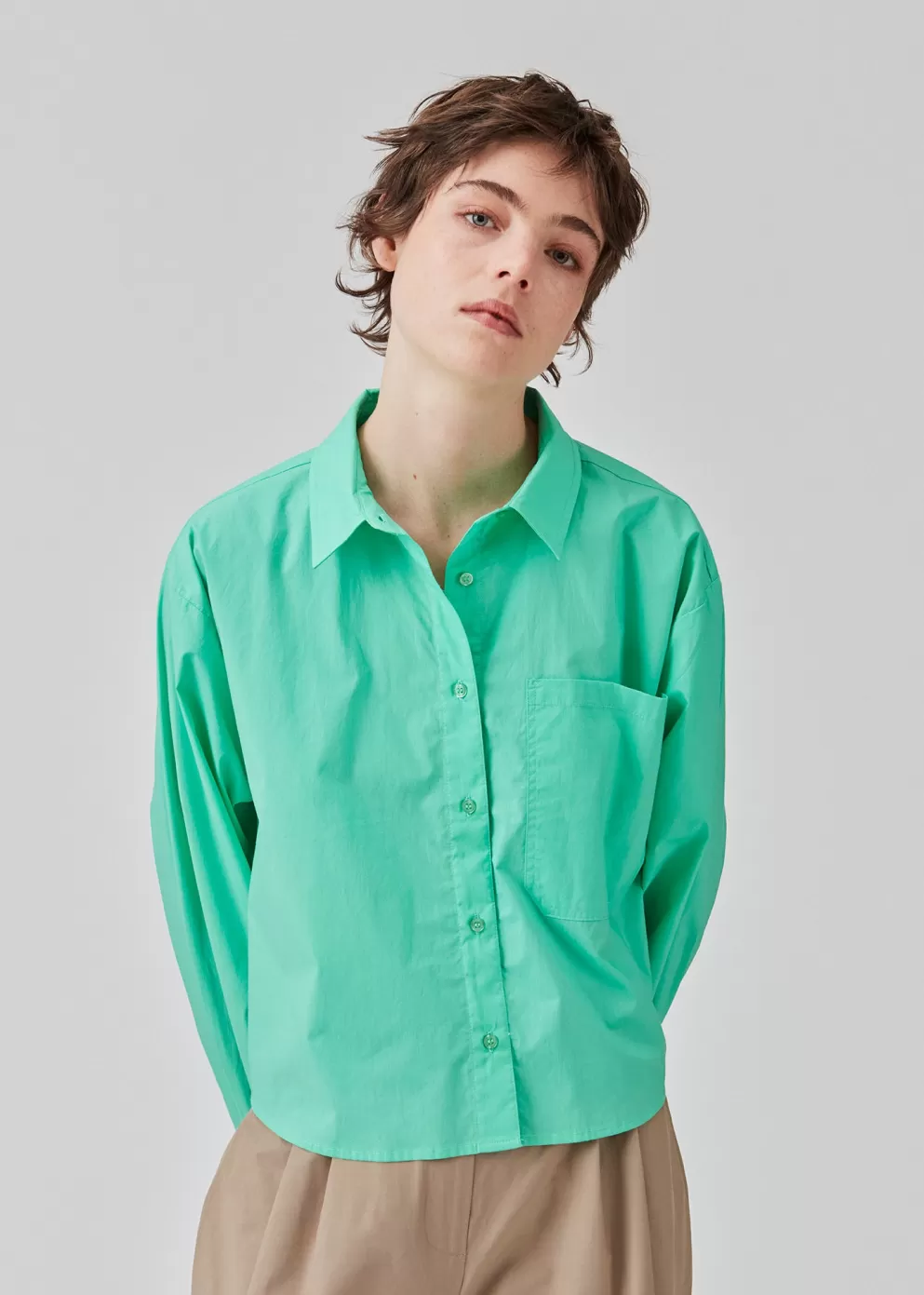 Clearance Modström Tapirmd Cropped Shirt Calm Jade