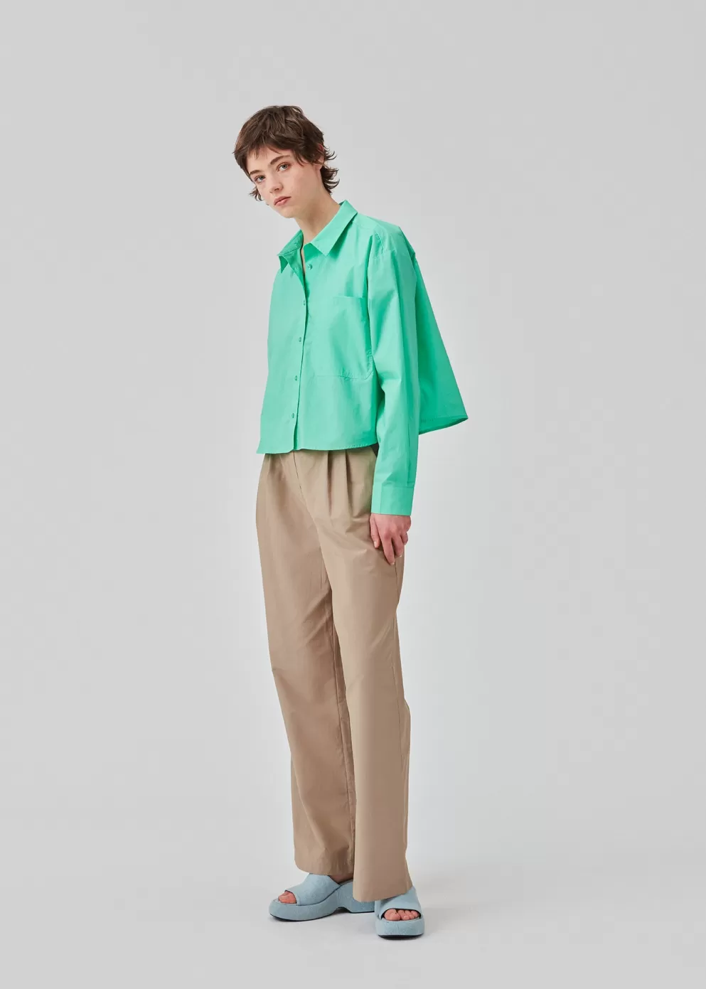 Clearance Modström Tapirmd Cropped Shirt Calm Jade